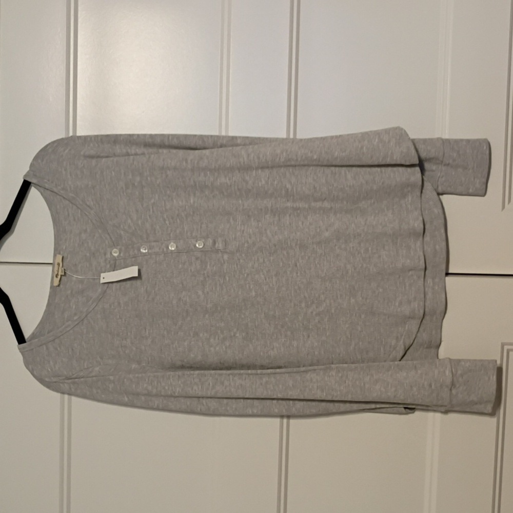 Madewell Women's Size XL Gray Waffle Knit Henley Top New